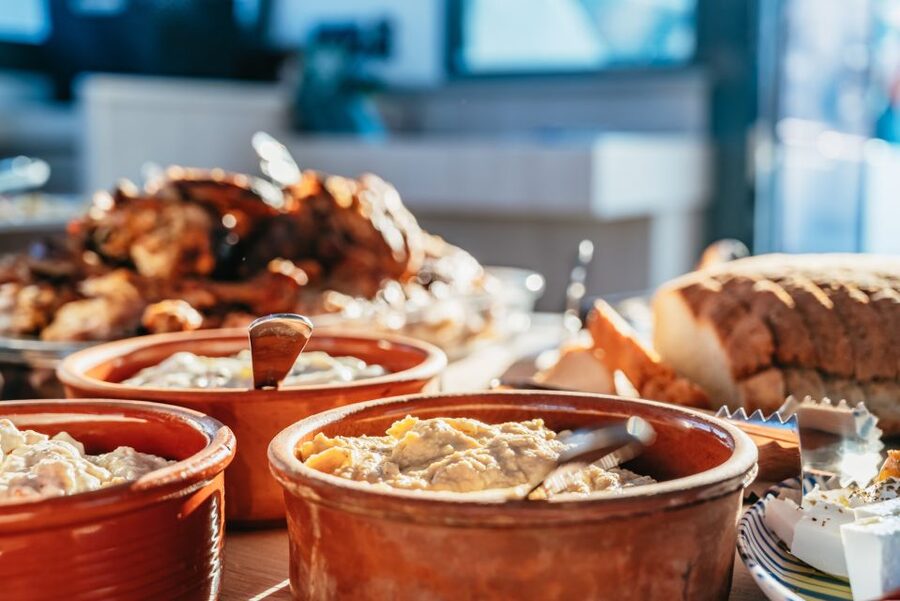 Rhodes: Sunset Catamaran Cruise with Dinner Buffet & Drinks - A Greek buffet that is better than basic boat food