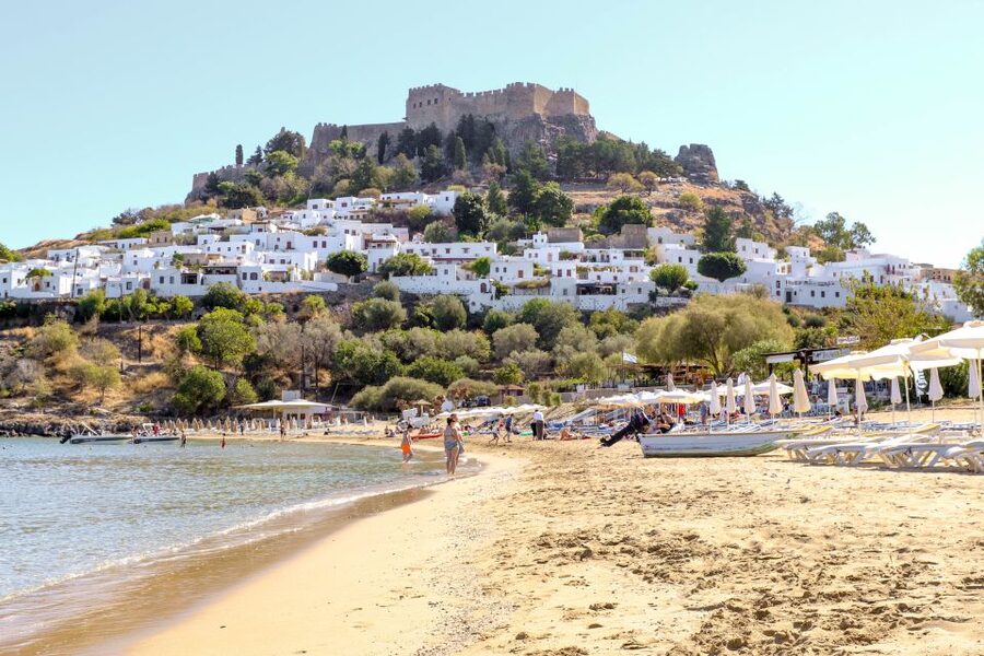 Rhodes Town: Scenic Cruise to Lindos with Swim Stops - The first swim at Anthony Quinn Bay