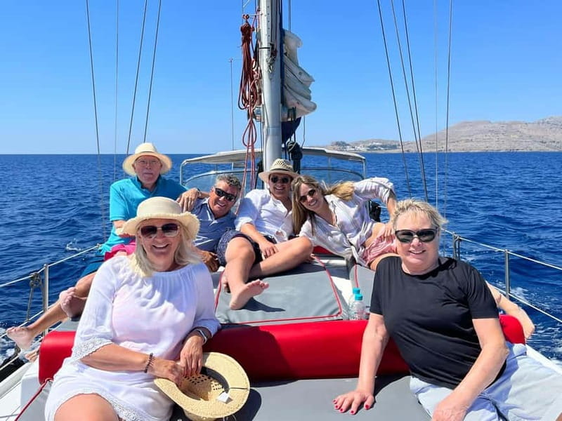 Sailing tour around Lindos with food and drinks - Red Sand Beach and Agathi Caves