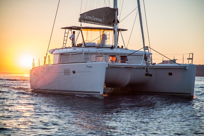 Santorini All-inclusive Catamaran Cruise with Thirassia Stop - From your hotel to Amoudi Bay