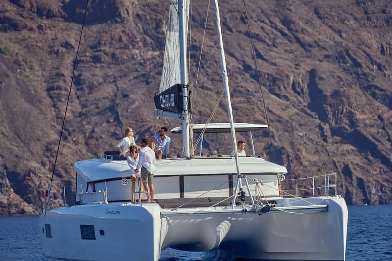 Santorini: Caldera Classic Catamaran Cruise w/ Meal & Drinks - What the crew and boat add