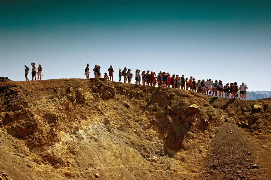 Santorini Caldera: Sunset Cruise with Dinner - Palea Kameni and the sulfurous thermal springs