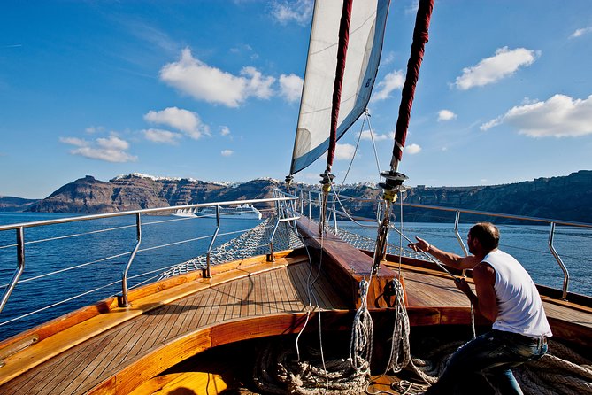 Santorini Caldera Sunset Sailing Cruise with Dinner and Wine - Pickup, boarding, and the part that needs care
