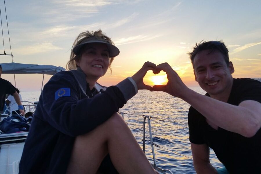 Santorini Caldera: Sunset Sailing Cruise with Meal - Akrotiri Lighthouse and the caldera villages