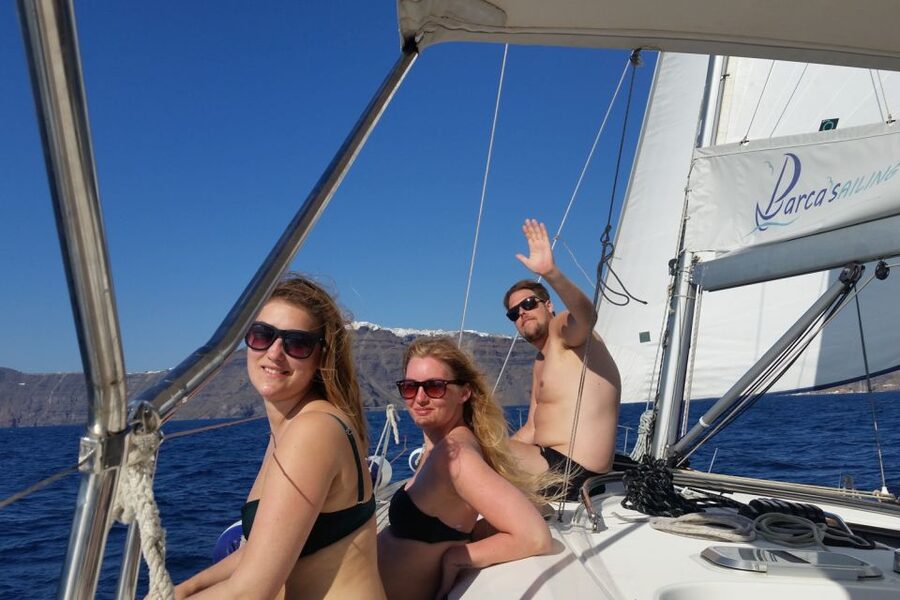 Santorini Caldera: Sunset Sailing Cruise with Meal - Dinner on board as the sun goes down