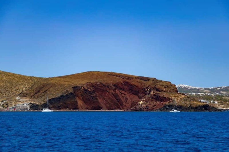 Santorini: Catamaran Cruise with Fresh Meal & Open Bar - Black Mountain coves and your first swim