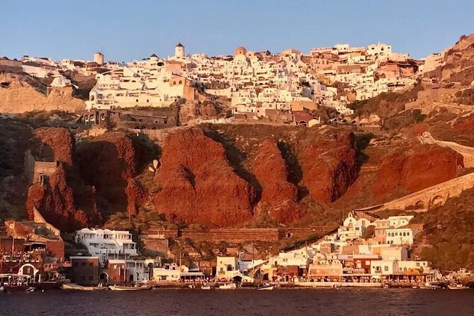 Santorini Catamaran Cruise with Greek Meal, Open-Bar and Sunset - Palea Kameni and the warm springs