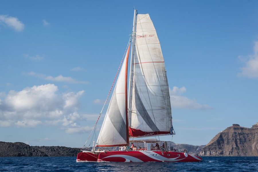Santorini: Dream Catcher 5-hour Sailing Trip in the Caldera - Swim stops in bays reached only by boat