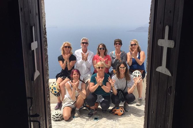 Santorini E-bike Adventures - The Original Bike Tours - Starting at Perivolos and the black-sand coast