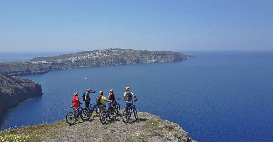 Santorini: Electric Mountain Bike Adventure - Following old paths toward Emporeio