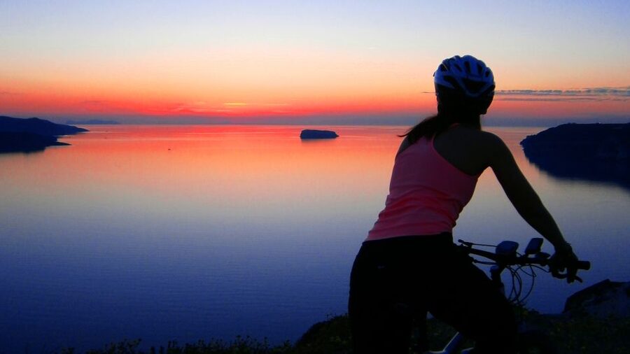 Santorini: Electric Mountain Bike Adventure - The cave chapel and Santorini’s volcanic setting