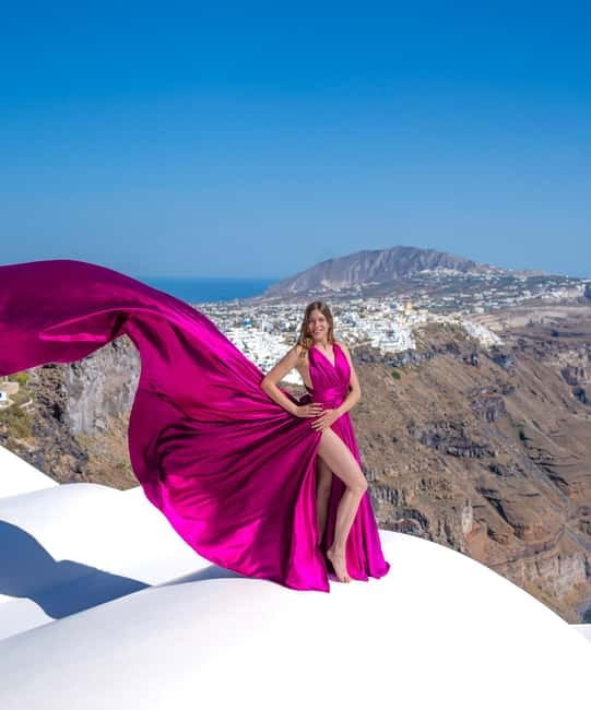 Santorini: Flying Dress Photoshoot with Edited Photos - Oia or Imerovigli: picking the better backdrop