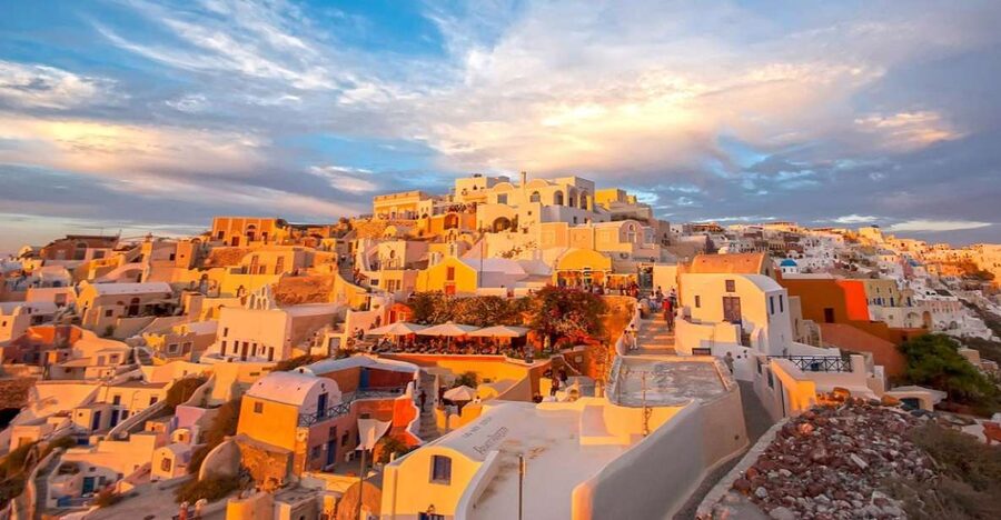 Santorini: Guided Island Day Trip with Beach Visit - Prophet Elias and the island from above