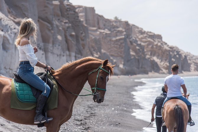Santorini Horse Riding to Black Sandy Beach - Returning through Santorini’s south
