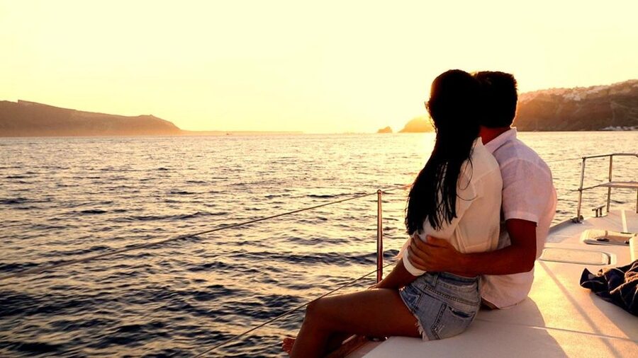 Santorini: Luxury Caldera Cruise with Full Greek Meal - Nea Kameni and the warm volcanic springs