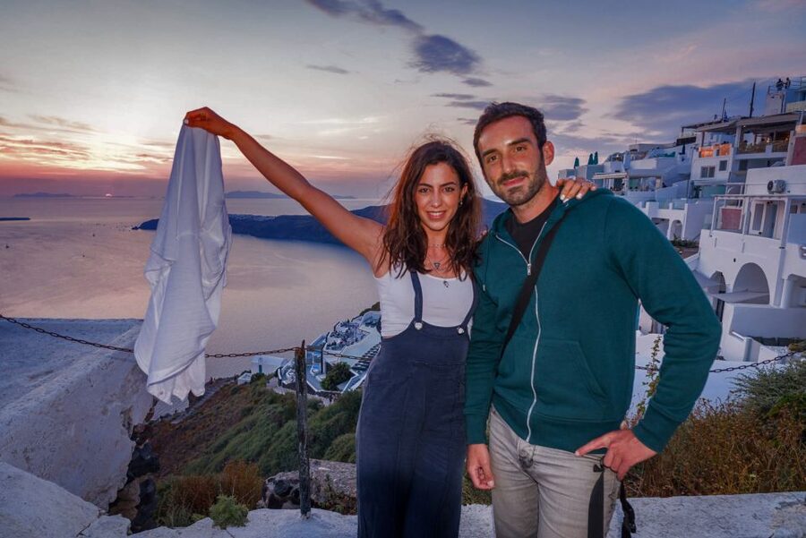 Santorini: Night Hike, Wine Tasting, and Greek Dinner - Watching the Caldera turn orange