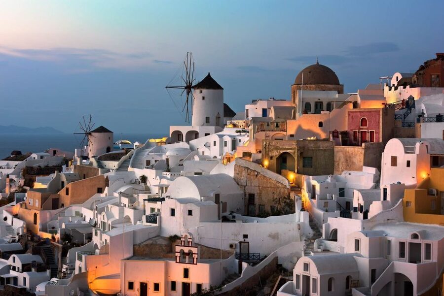 Santorini Panoramic Firostefani & Oia Blue Dome Private Tour - Oia: marble lanes and famous caldera views