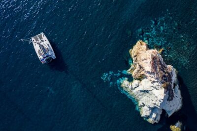 Santorini Platinum Catamaran Cruise with Meal, BBQ and Open Bar