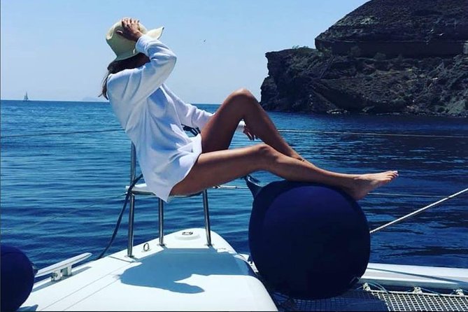 Santorini Platinum Catamaran Cruise with Meal, BBQ and Open Bar - Volcanic hot springs: unusual water, limited time