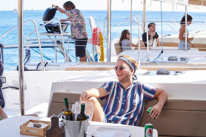 Santorini Platinum Catamaran Cruise with Meal, BBQ and Open Bar - Thirassia turns lunch into the main event