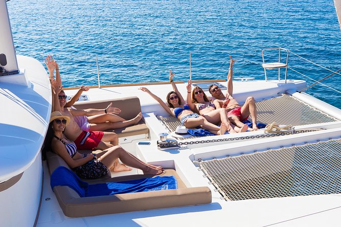 Santorini Private Catamaran Cruise with BBQ, Open Bar & Transfers - Indian Rocks and the volcanic coast
