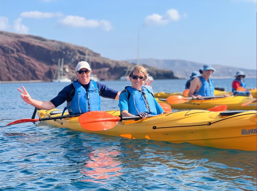 Santorini: Sea Caves Kayak Trip with Snorkeling and Picnic - Black Mountain and the sea caves