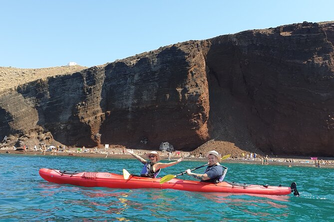 Santorini Sea Kayak - South Discovery, Small Group incl. Sea Caves and picnic - White Beach, Kambia Beach, and a quiet swimming stop