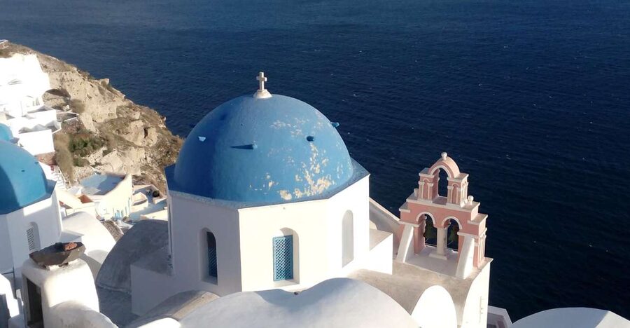 Santorini: Small-Group Highlights Tour of Venetian Castles - Firostefani delivers the classic photograph