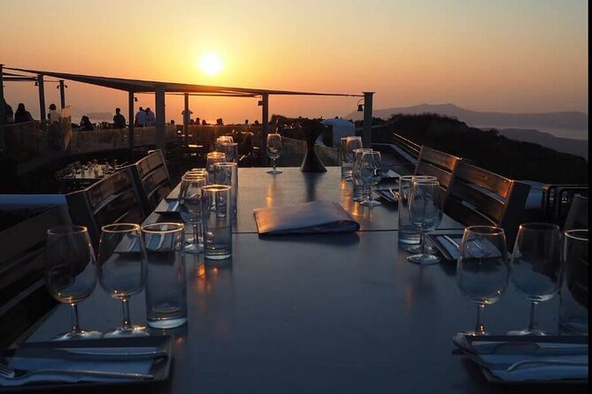 Santorini Sunset Wine Tour with Santo Winery Views - What you actually taste and eat