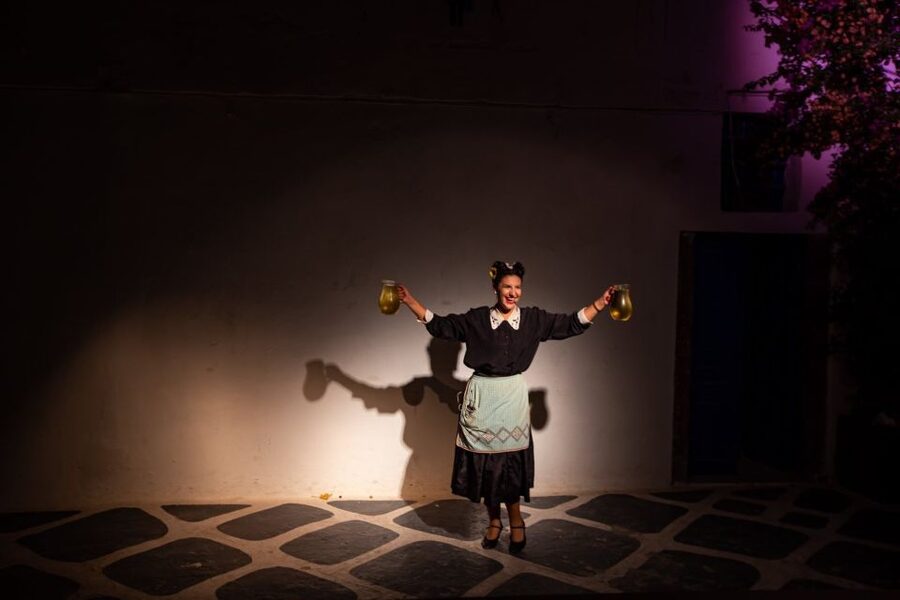 Santorini: The Greek Wedding Show Entry Tickets - Entering the White Door Theatro in Fira