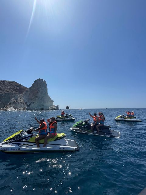 Santorini:Volcanic Beaches Cruise With Jet Ski - White Beach: a short stop beside pale cliffs