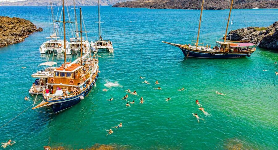 Santorini Volcano, Hot Springs Adventure - Hiking across Nea Kameni’s volcanic crater