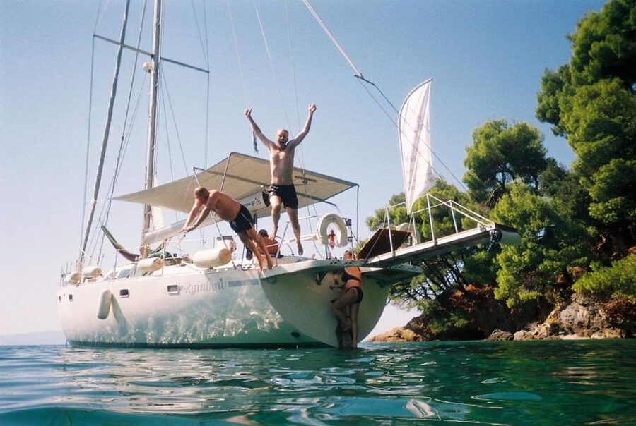 Skiathos: Day-Sailing Tour with Lunch on Board - Swimming in clear water at five different stops