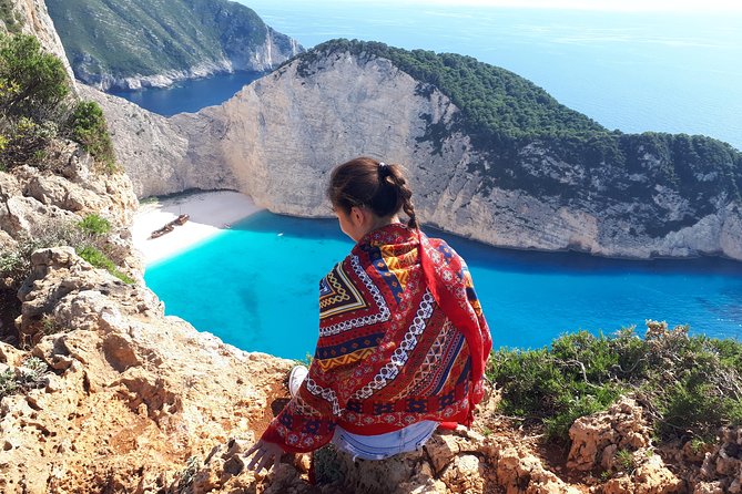 Zakynthos : One day small group tour to Navagio beach Blue Caves & top view - Navagio Beach from the water and the cliff