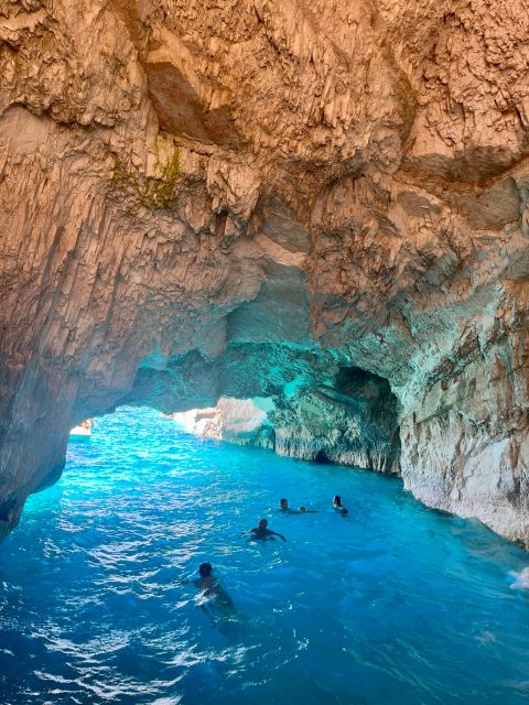 Zakynthos: Shipwreck Beach with Blue Caves Land & Sea Tour - White Beach is the tour’s real swimming break