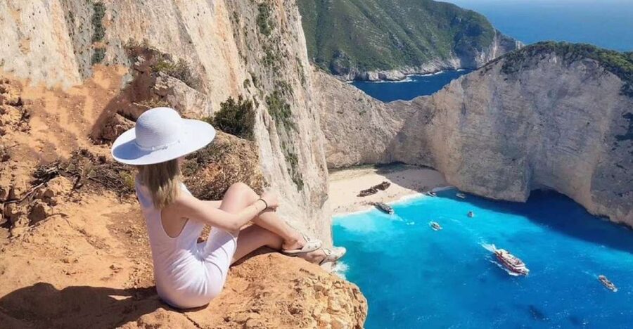 Zakynthos Small Group Tour Shipwreck & Blue Caves Land & Sea - Exo Chora and a 2,500-year-old olive tree